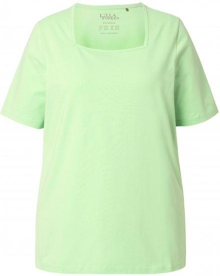 Ulla Popken Essential Square Neck Stretch Tee Light Green - Trička - 