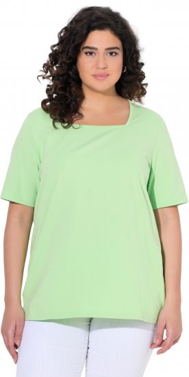 Ulla Popken Essential Square Neck Stretch Tee Light Green - Trička - 