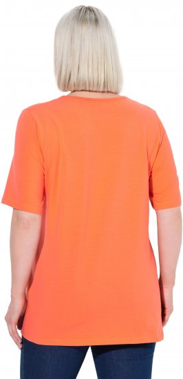 Ulla Popken Essential Square Neck Stretch Tee Coral Pink - Trička - 