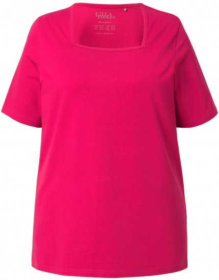 Ulla Popken Essential Square Neck Stretch Tee Dark Raspberry - Trička - 