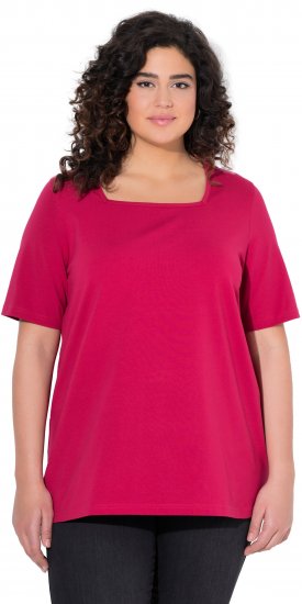 Ulla Popken Essential Square Neck Stretch Tee Dark Raspberry - Trička - 