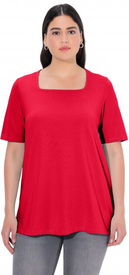 Ulla Popken Essential Square Neck Stretch Tee Red - Trička - 