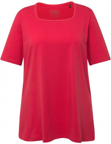 Ulla Popken Essential Square Neck Stretch Tee Dark Pink - Trička - 