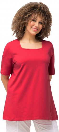 Ulla Popken Essential Square Neck Stretch Tee Dark Pink - Trička - 
