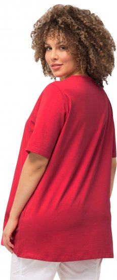 Ulla Popken Essential Square Neck Stretch Tee Dark Pink - Trička - 