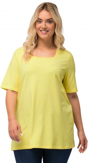 Ulla Popken Essential Square Neck Stretch Tee Lemon Yellow - Trička - 