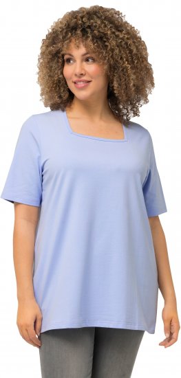 Ulla Popken Essential Square Neck Stretch Tee Sky Blue - Trička - 