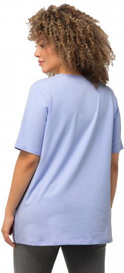 Ulla Popken Essential Square Neck Stretch Tee Sky Blue - Trička - 