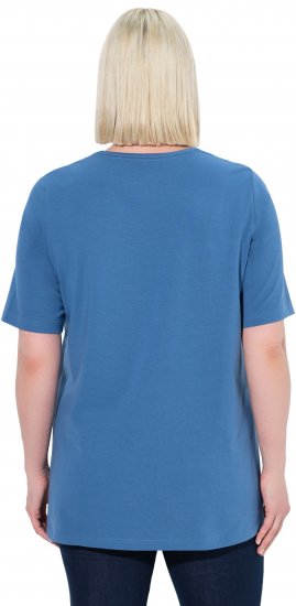 Ulla Popken Essential Square Neck Stretch Tee Denim Blue - Trička - 