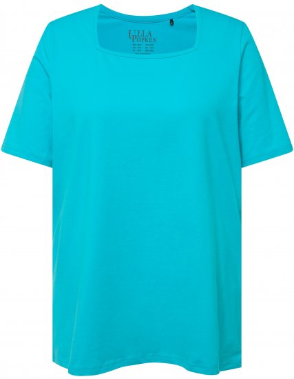 Ulla Popken Essential Square Neck Stretch Tee Deep Aqua - Trička - 