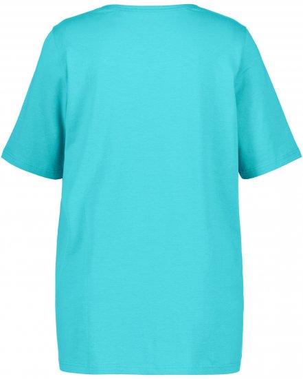 Ulla Popken Essential Square Neck Stretch Tee Deep Aqua - Trička - 
