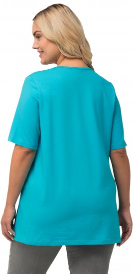 Ulla Popken Essential Square Neck Stretch Tee Deep Aqua - Trička - 