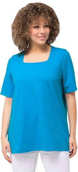 Ulla Popken Essential Square Neck Stretch Tee Sapphire Blue - Trička - 