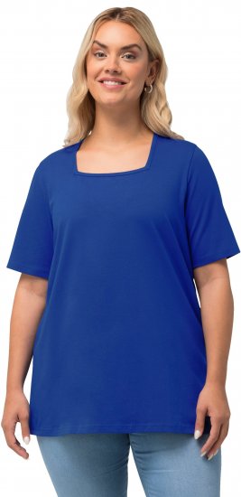 Ulla Popken Essential Square Neck Stretch Tee Cobalt Blue - Trička - 