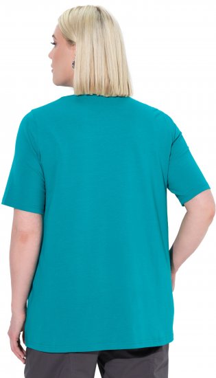 Ulla Popken Essential Square Neck Stretch Tee Teal - Trička - 