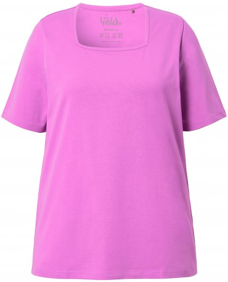 Ulla Popken Essential Square Neck Stretch Tee Cool Pink - Trička - 