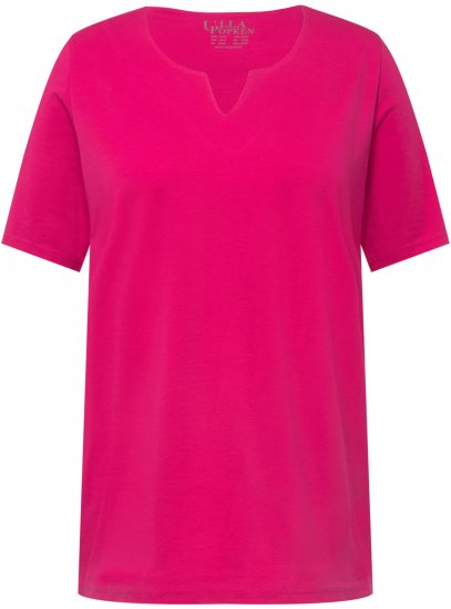 Ulla Popken Essential Square Neck Stretch Tee Fuchsia Pink - Trička - 
