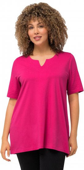 Ulla Popken Essential Square Neck Stretch Tee Fuchsia Pink - Trička - 