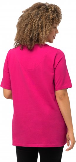 Ulla Popken Essential Square Neck Stretch Tee Fuchsia Pink - Trička - 