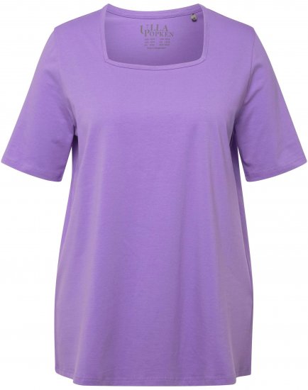 Ulla Popken Essential Square Neck Stretch Tee Pale Lilac - Trička - 