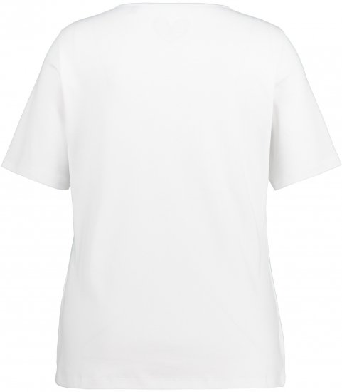 Ulla Popken Double Layer Rounded V-Neck Slim Fit Tee Snow White - Trička - 