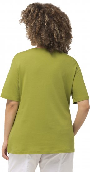 Ulla Popken Double Layer Rounded V-Neck Slim Fit Tee Apple Green - Trička - 