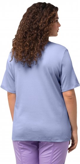 Ulla Popken Double Layer Rounded V-Neck Slim Fit Tee Pale Blue - Trička - 