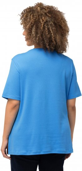 Ulla Popken Double Layer Rounded V-Neck Slim Fit Tee Sky Blue - Trička - 