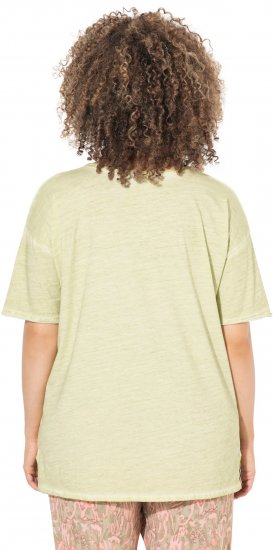 Ulla Popken Cold Dye Ruffle Edge Pocket Tee Pistachio - Trička - 