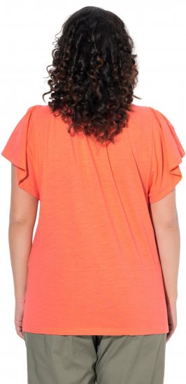 Ulla Popken Wing Sleeve V-Neck Tee Coral Pink - Trička - 