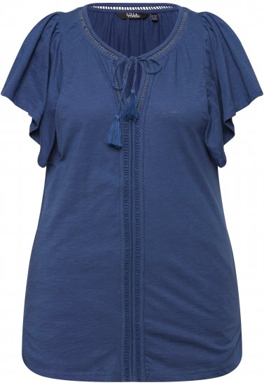 Ulla Popken Wing Sleeve V-Neck Tee Navy - Trička - 