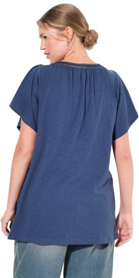 Ulla Popken Wing Sleeve V-Neck Tee Navy - Trička - 