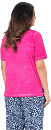 Ulla Popken Lace Trim Short Sleeve Tee Bold Pink - Trička - 