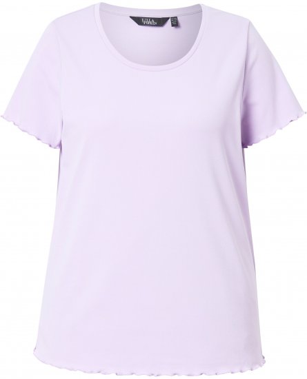 Ulla Popken Ribbed Lettuce Hem Short Sleeve Tee Lavender - Trička - 