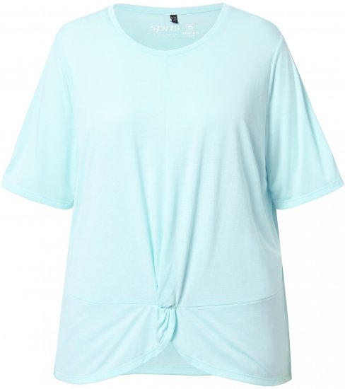 Ulla Popken Antibacterial Short Sleeve Draped Tee Light Turquiose - Trička - 