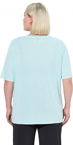 Ulla Popken Antibacterial Short Sleeve Draped Tee Light Turquiose - Trička - 