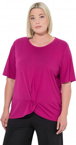 Ulla Popken Antibacterial Short Sleeve Draped Tee Light Magenta - Trička - 