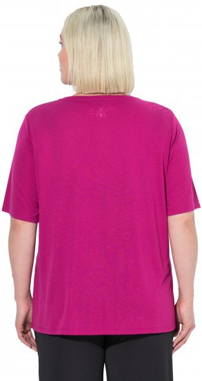 Ulla Popken Antibacterial Short Sleeve Draped Tee Light Magenta - Trička - 