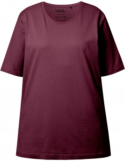 Ulla Popken Basic Round Neck Short Sleeve Relaxed Fit T-Shirt Dark Red - Trička - 