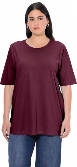 Ulla Popken Basic Round Neck Short Sleeve Relaxed Fit T-Shirt Dark Red - Trička - 