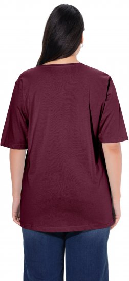 Ulla Popken Basic Round Neck Short Sleeve Relaxed Fit T-Shirt Dark Red - Trička - 