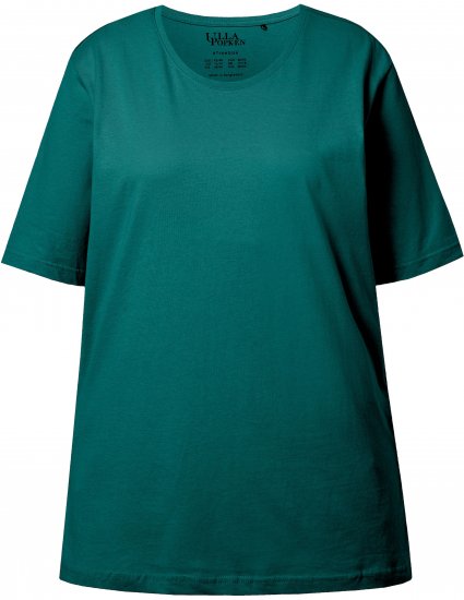 Ulla Popken Basic Round Neck Short Sleeve Relaxed Fit T-Shirt Teal Green - Trička - 