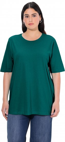 Ulla Popken Basic Round Neck Short Sleeve Relaxed Fit T-Shirt Teal Green - Trička - 