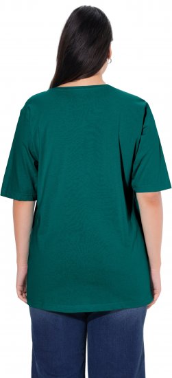 Ulla Popken Basic Round Neck Short Sleeve Relaxed Fit T-Shirt Teal Green - Trička - 