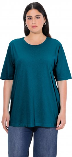 Ulla Popken Basic Round Neck Short Sleeve Relaxed Fit T-Shirt Dark Green - Trička - 