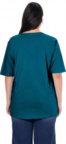 Ulla Popken Basic Round Neck Short Sleeve Relaxed Fit T-Shirt Dark Green - Trička - 