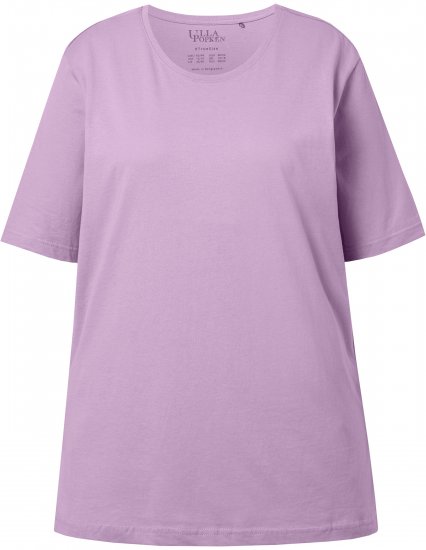 Ulla Popken Basic Round Neck Short Sleeve Relaxed Fit T-Shirt Lavender Pink - Trička - 