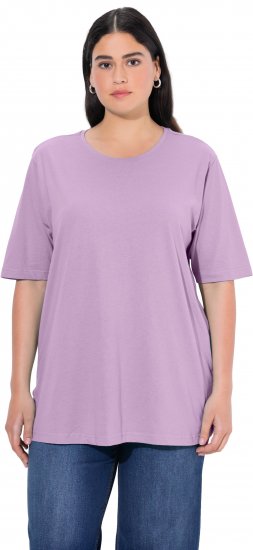 Ulla Popken Basic Round Neck Short Sleeve Relaxed Fit T-Shirt Lavender Pink - Trička - 
