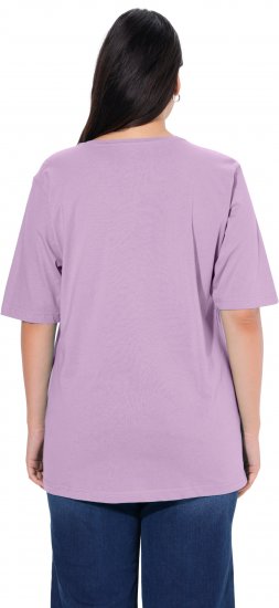 Ulla Popken Basic Round Neck Short Sleeve Relaxed Fit T-Shirt Lavender Pink - Trička - 