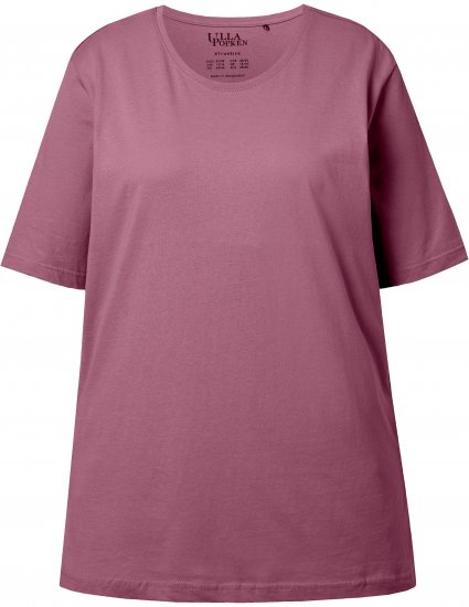 Ulla Popken Basic Round Neck Short Sleeve Relaxed Fit T-Shirt Dark Rose Red - Trička - 